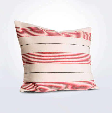 White and Red Striped Pillow