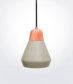 Light Gray Ceramic and Wood Pendant Lamp