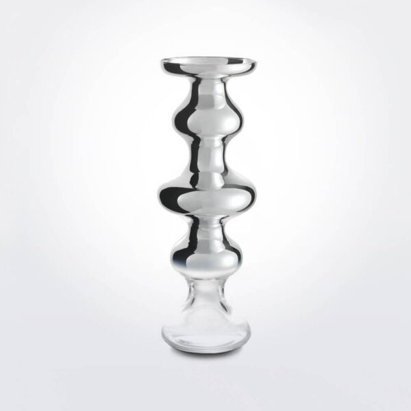 Silver glass candleholder product photo.