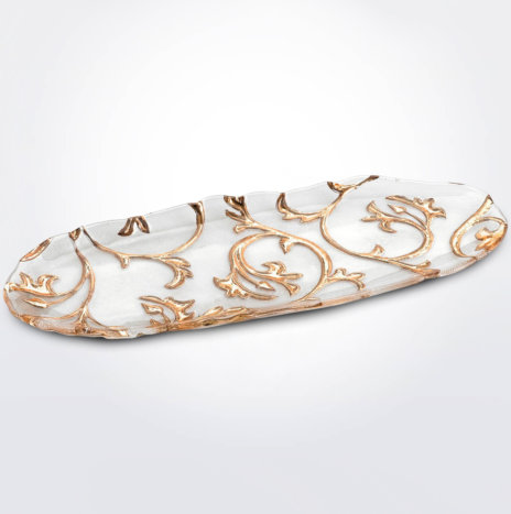 Bisanzio Clear & Gold Oval Tray