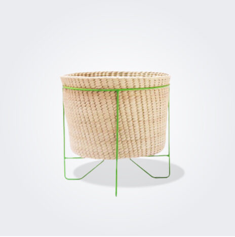 Small Palm Leaf Basket With Green Stand