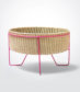 Medium Palm Leaf Basket with Pink Stand