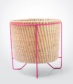 Large Palm Leaf Basket with Pink Stand
