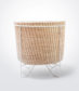 Large Palm Leaf Basket with White Stand