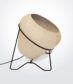 Palm Leaf Lamp with Black Stand