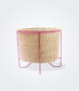 Small Palm Leaf Basket With Pink Stand
