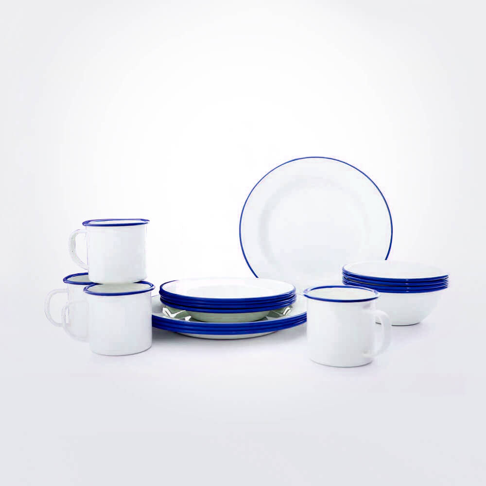  Blue  White Enamelware  Dinnerware Set  Maison Numen