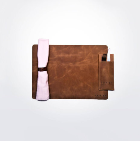 Brown Leather Placemat Set