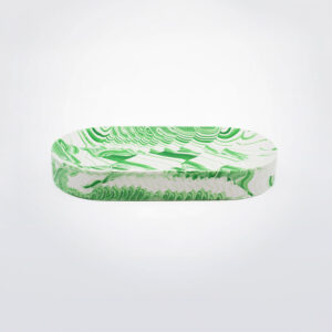 Green white water marble oval tray.
