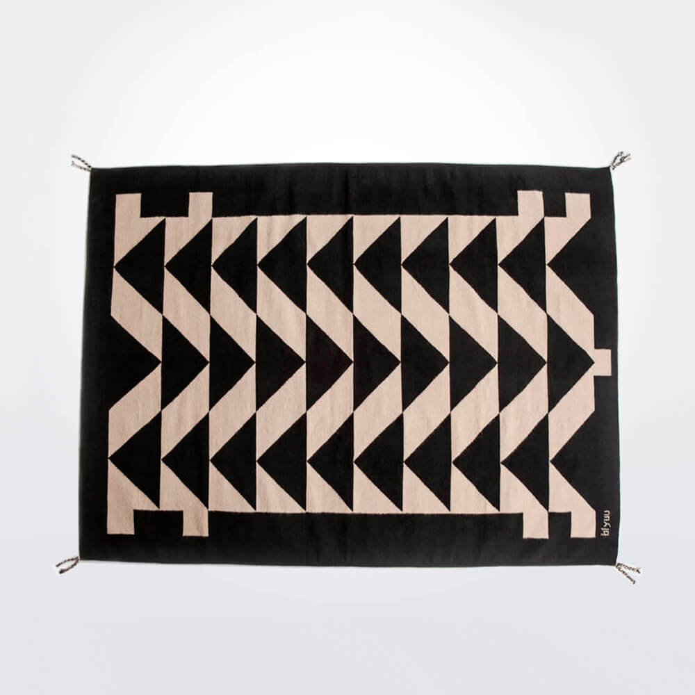 Black-patterned-wool-rug