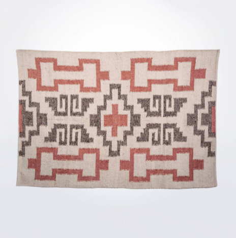 Gray & Pink Mayan Wool Rug