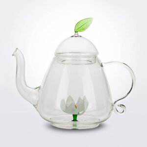 Lotus glass teapot product picture.