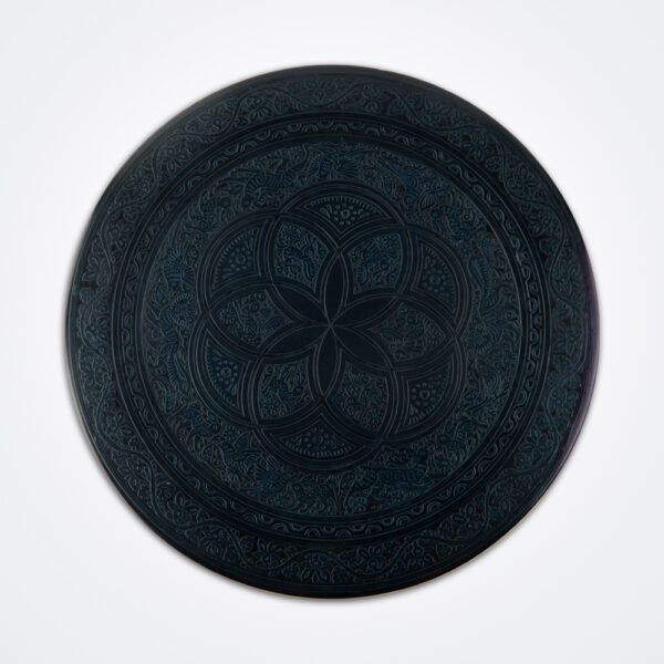 Black olinala round tray product photo.