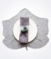Winter Gray Crochet Leaf Placemat and Napkin Ring Set