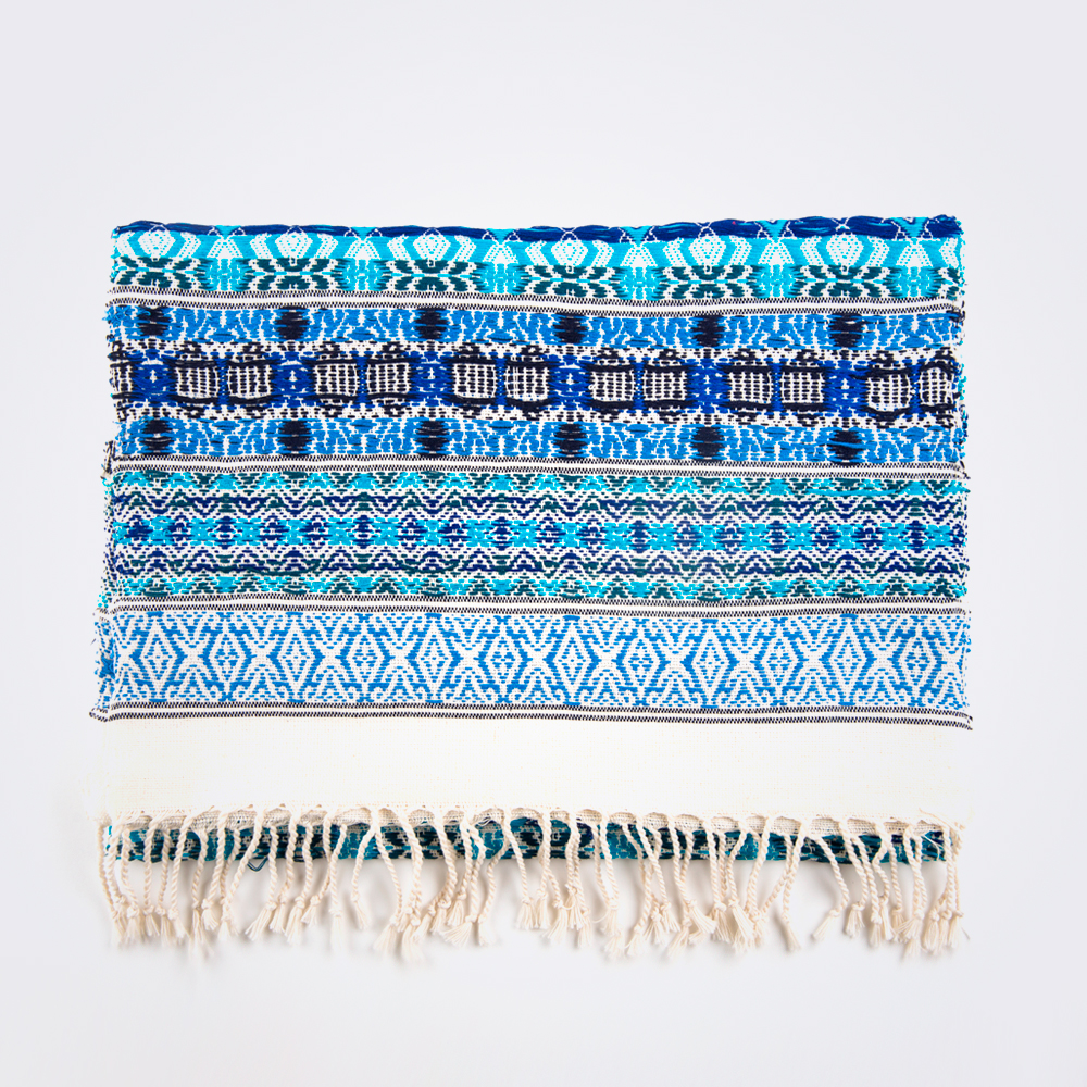 Blue hues table runner product picture.
