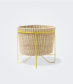 Small Palm Leaf Basket with Yellow Stand
