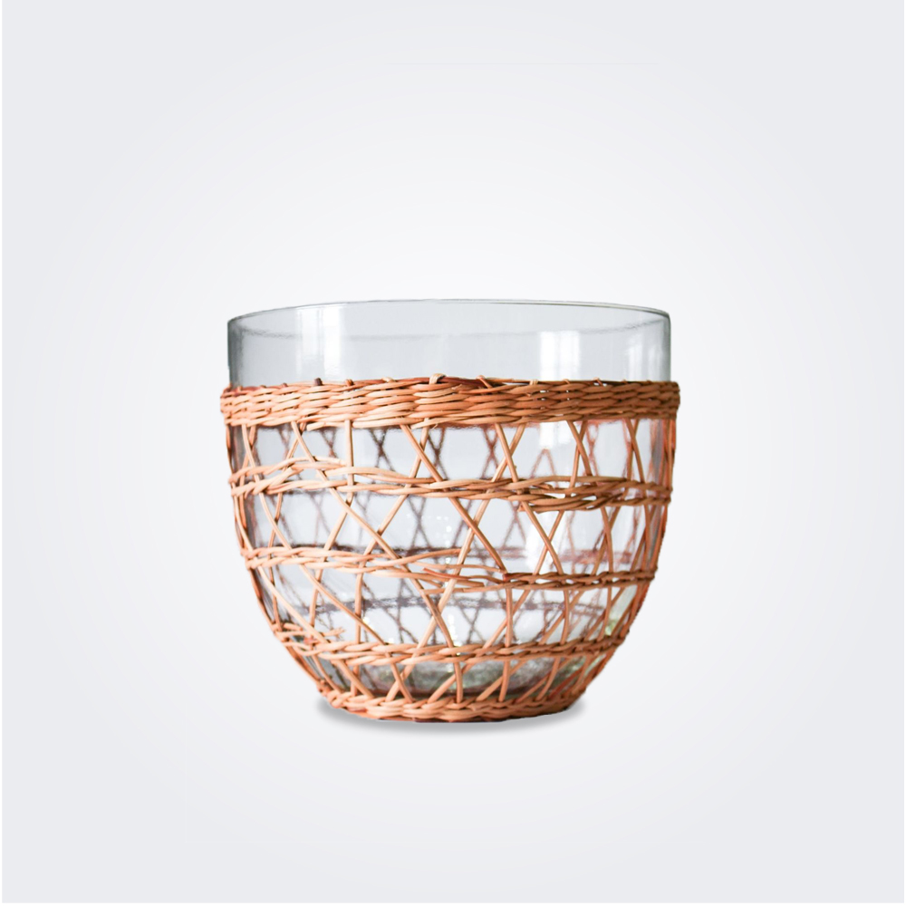 Large rattan cage salad bowl product picture.