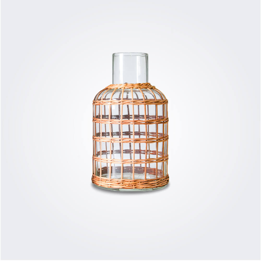 Rattan cage carafe vase product picture.