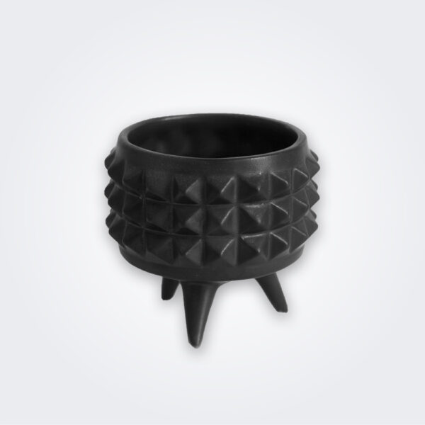 Black spike ceramic pot product picture.