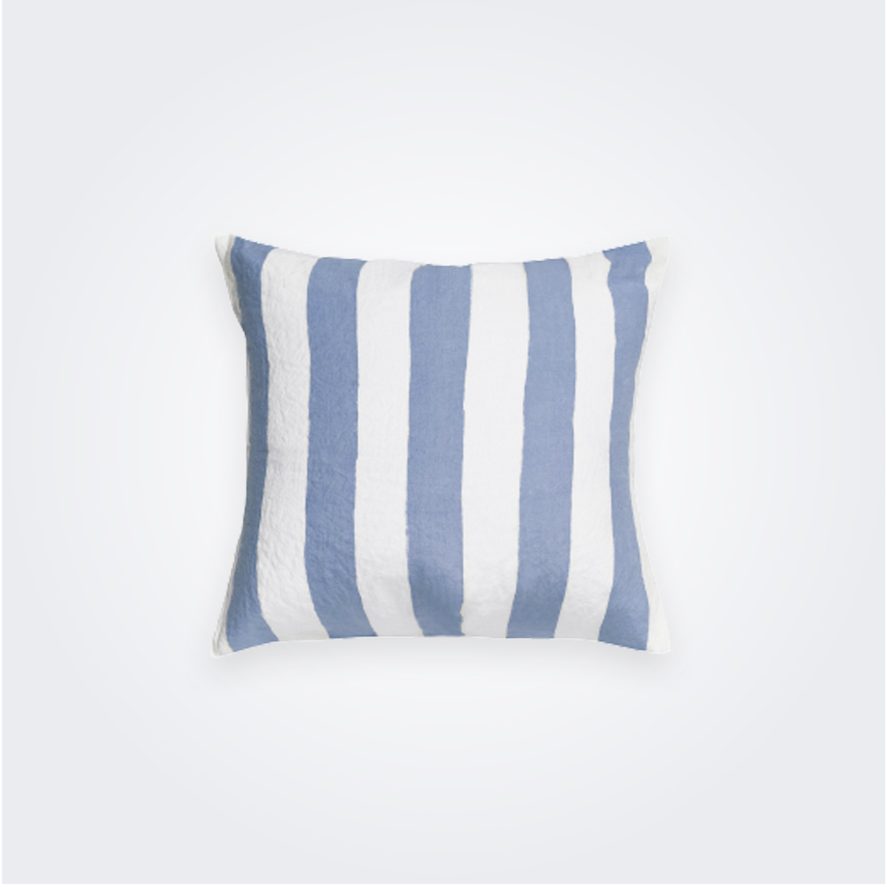 Pale Blue Striped Linen Pillow Cover 1