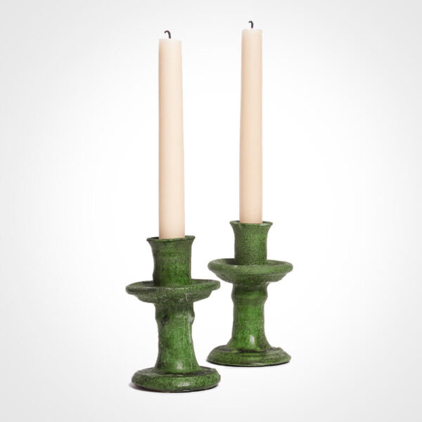 Green Glazed Tamegroute Candle Holder Set product picture.