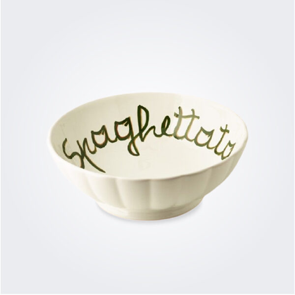 Large white Italian pottery large spaghetti bowl product picture.