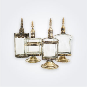 Clear perfume bottle set product picture.