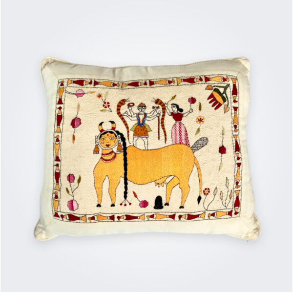 Kamadhenu Hand Stitched Pillow product picture.