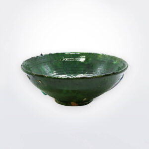 Green Tamegroute bowl on gray background.