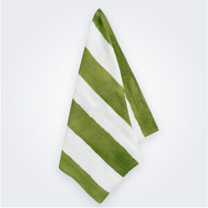Green striped linen napkin product picture.