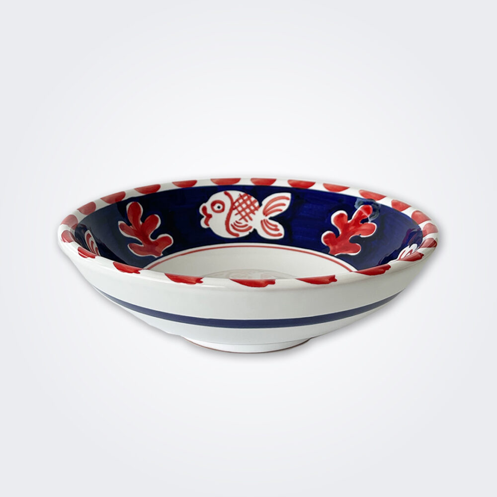 Red fish ceramic pasta plate product picture