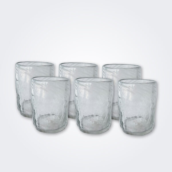 White glass tumbler set product picture.