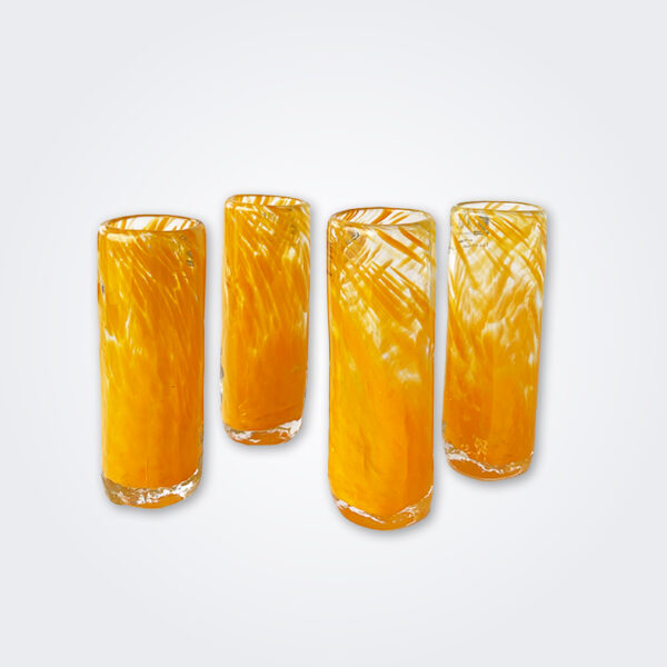 Yellow glass shot set of 4 pieces.