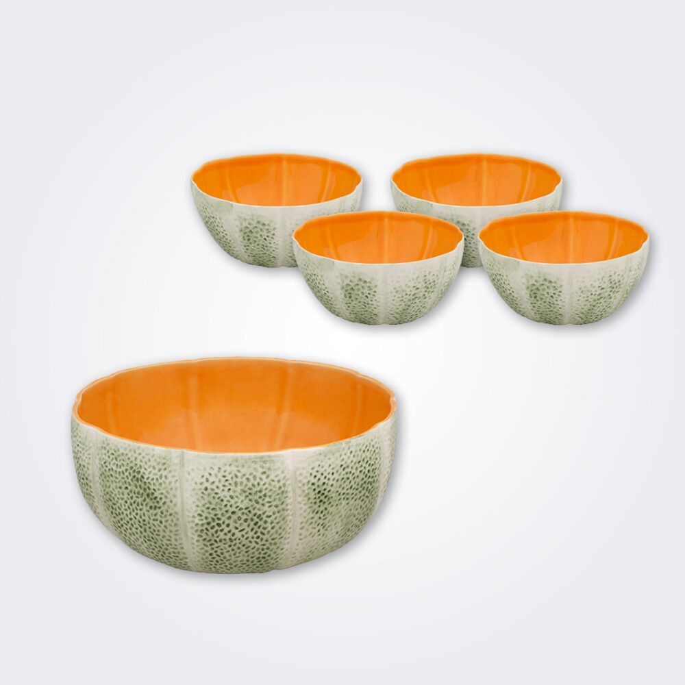 Melon ceramic fruit bowl set
