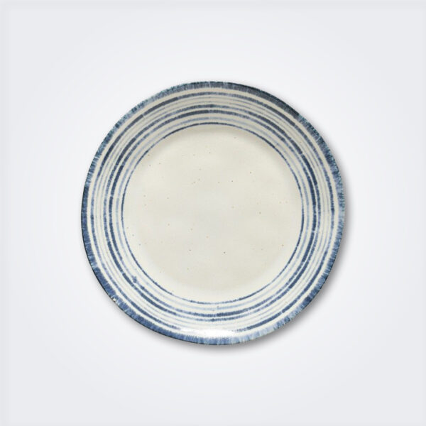 Blue rim dinner plate set product picture.