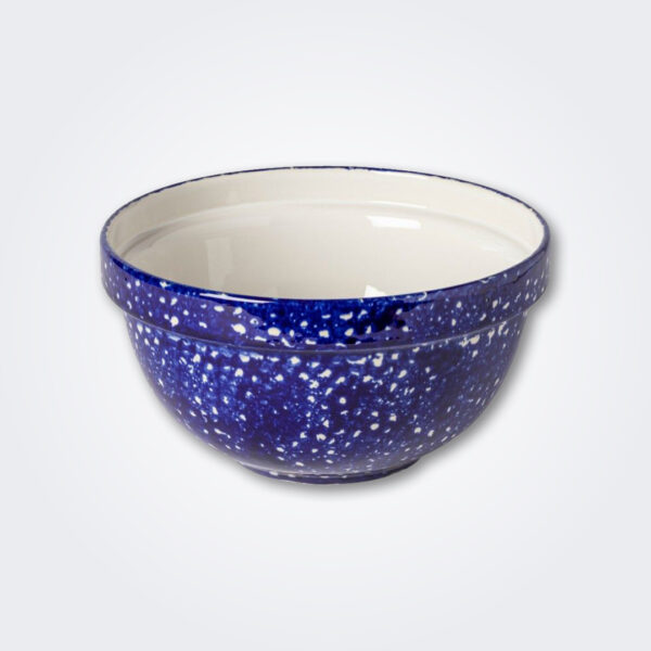 Medium blue splatter mixing bowl product picture.