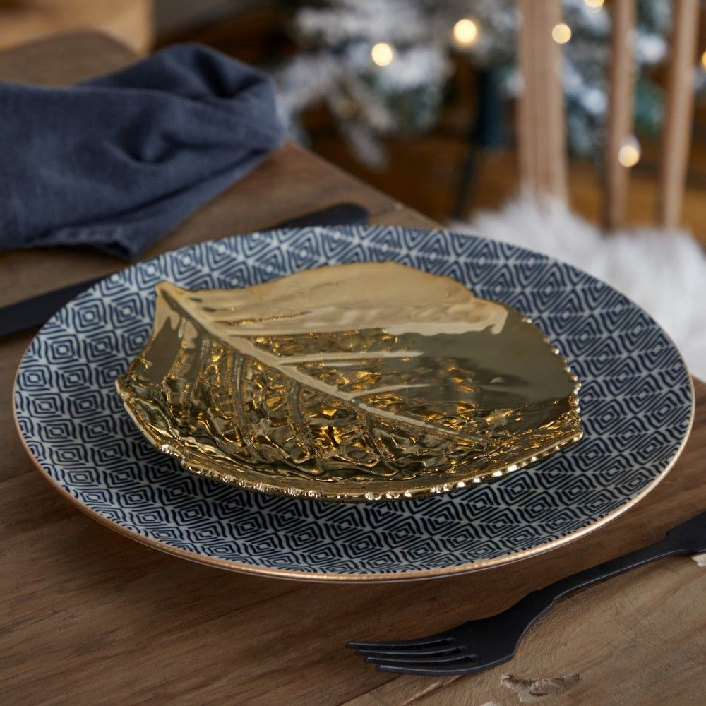 Gold Hydrangea Leaf Plate Set 2