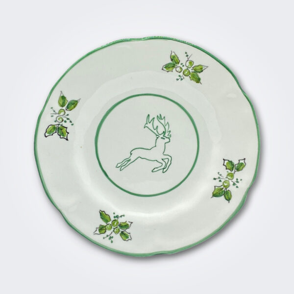 Green deer pasta plate product picture.