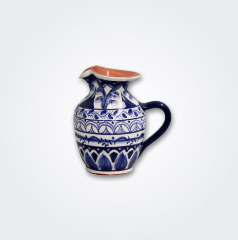 Small Blue and White Floral Terracotta Pitcher
