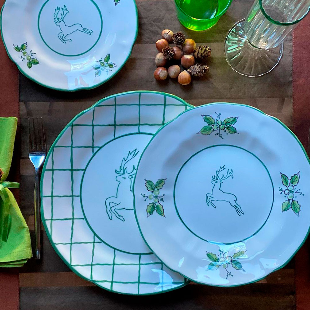 Green-checkered-rims-dinner-plate-ctx
