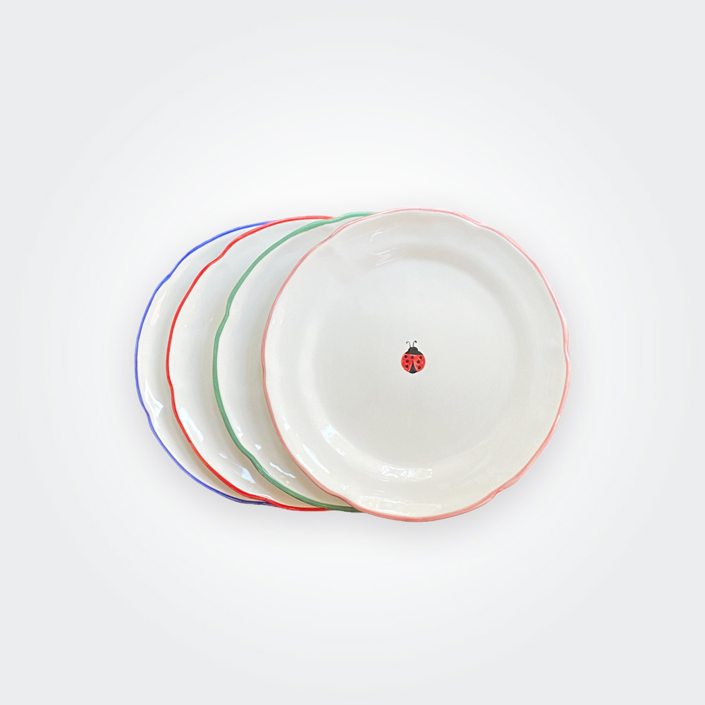 Ladybug Hand painted Ceramic Dinner Plate Set
