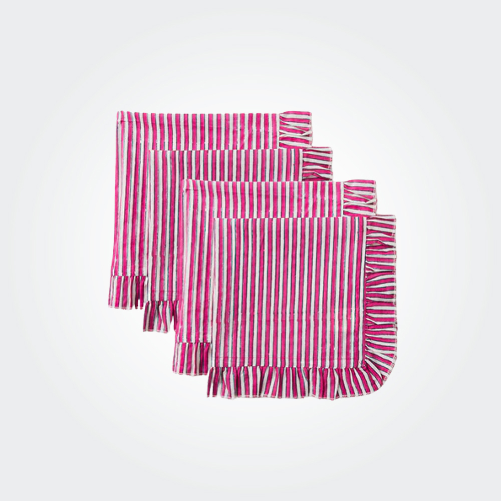 Striped Ruffled Napkin Set