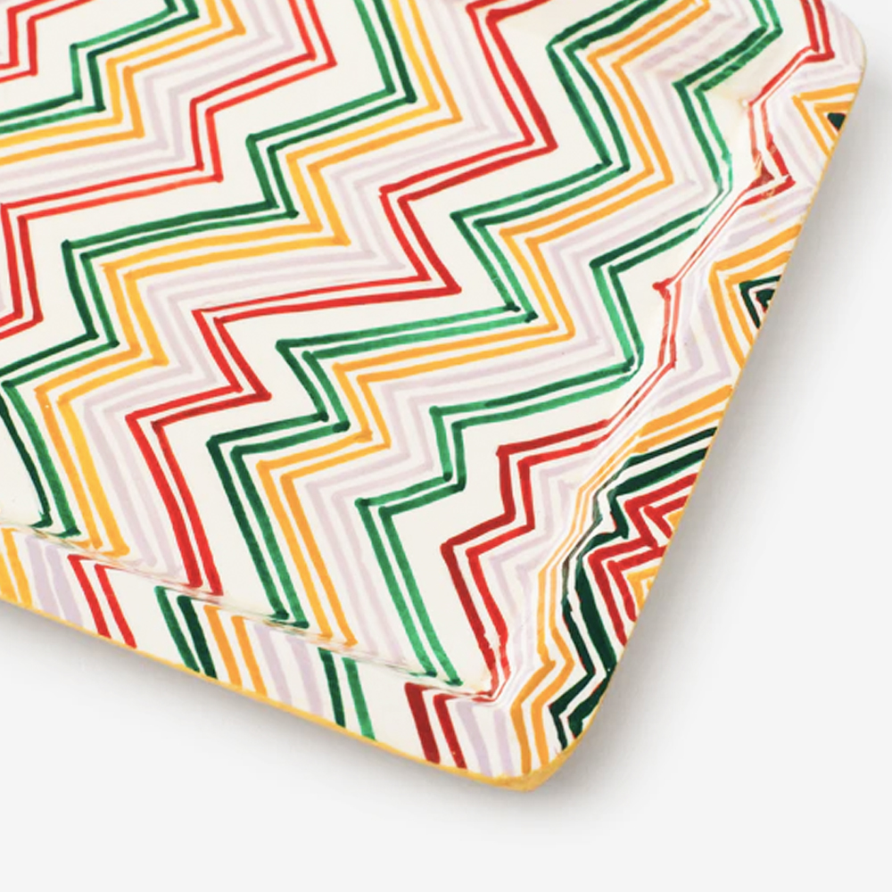 Zigzag Paper Mache Trinket Tray
