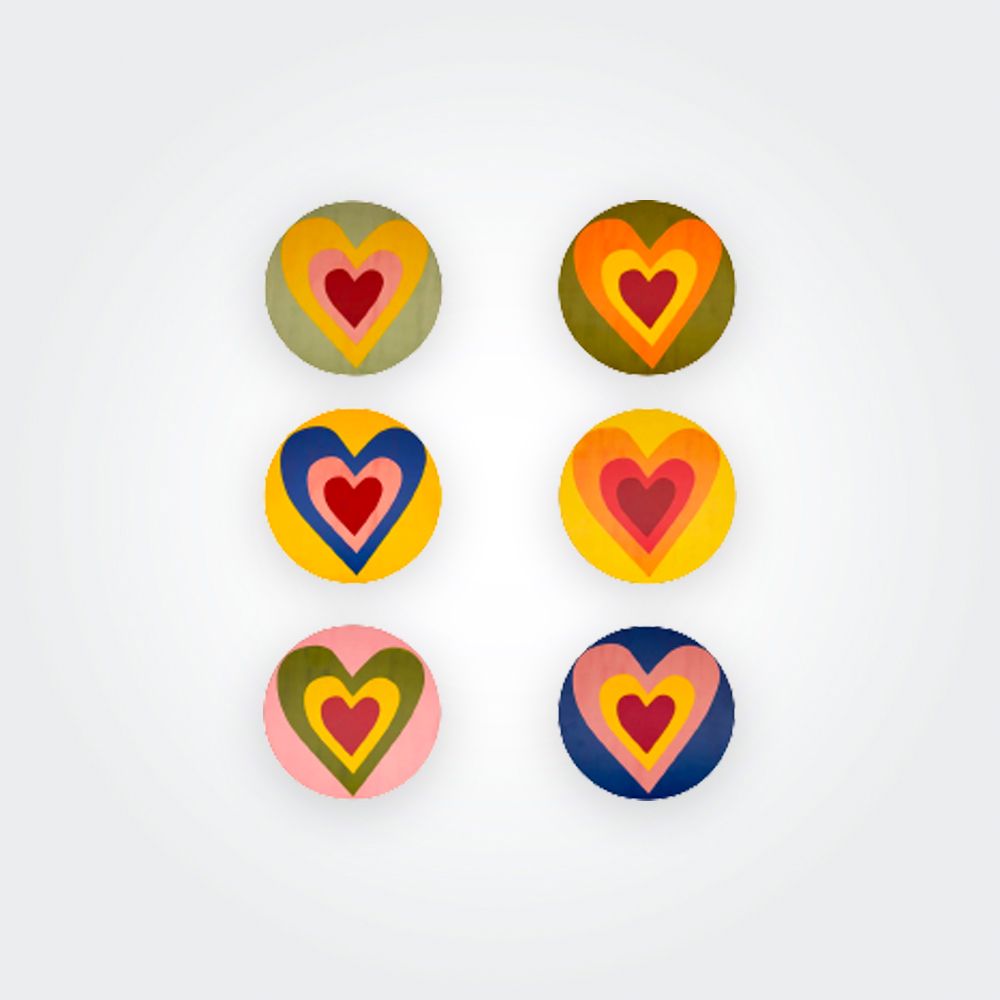 Colorful Heart Coasters Set