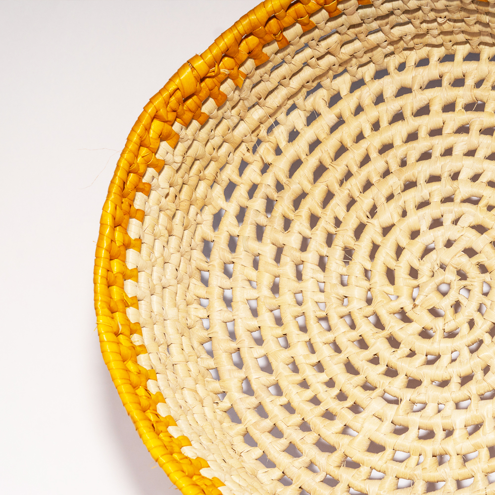 Small Yellow and Natural Palm Basket