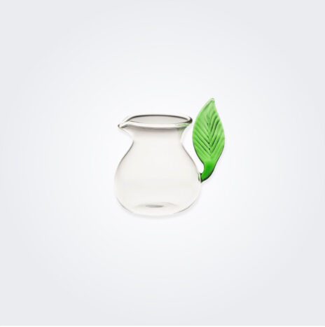 Green Leaf Glass Milk Pot