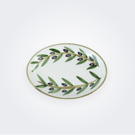 Olives Leaves Ceramic Oval Platter
