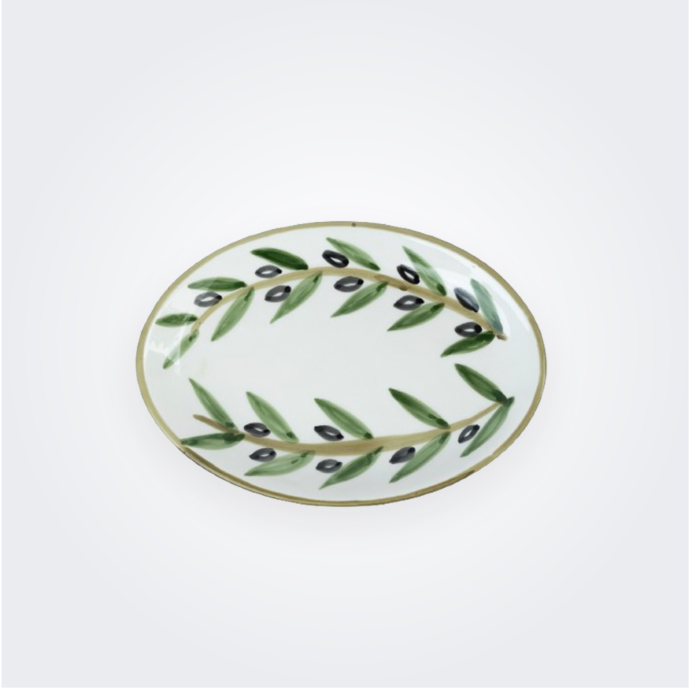 Olives Leaves Ceramic Oval Platter