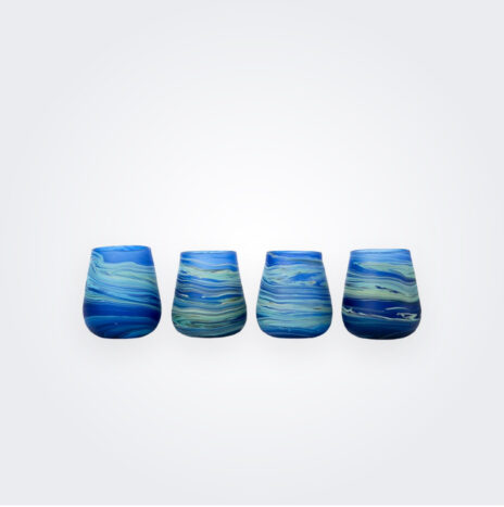 Blue Phoenician Glass Tumbler Set